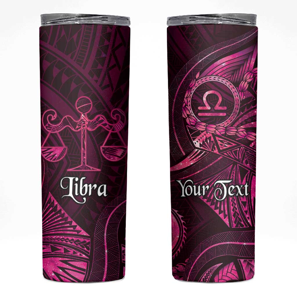 Personalised Polynesia Zodiac Libra Skinny Tumbler Galaxy Polynesian Pattern Chest Tattoo Style