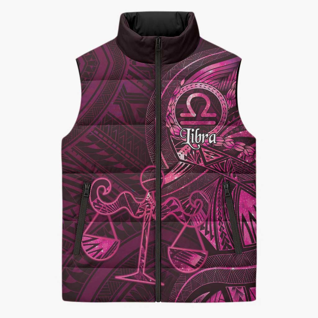 Personalised Polynesia Zodiac Libra Sleeveless Puffer Jacket Galaxy Polynesian Pattern Chest Tattoo Style