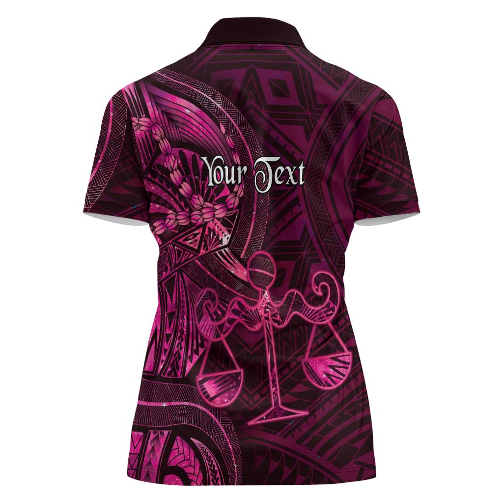 Personalised Polynesia Zodiac Libra Women Polo Shirt Galaxy Polynesian Pattern Chest Tattoo Style LT14 - Polynesian Pride