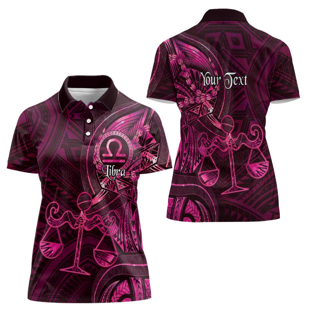 Personalised Polynesia Zodiac Libra Women Polo Shirt Galaxy Polynesian Pattern Chest Tattoo Style LT14 - Polynesian Pride
