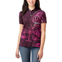 Personalised Polynesia Zodiac Libra Women Polo Shirt Galaxy Polynesian Pattern Chest Tattoo Style LT14 - Polynesian Pride