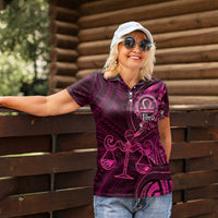 Personalised Polynesia Zodiac Libra Women Polo Shirt Galaxy Polynesian Pattern Chest Tattoo Style LT14 - Polynesian Pride