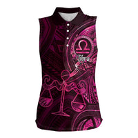 Personalised Polynesia Zodiac Libra Women Sleeveless Polo Shirt Galaxy Polynesian Pattern Chest Tattoo Style LT14 Female Pink - Polynesian Pride