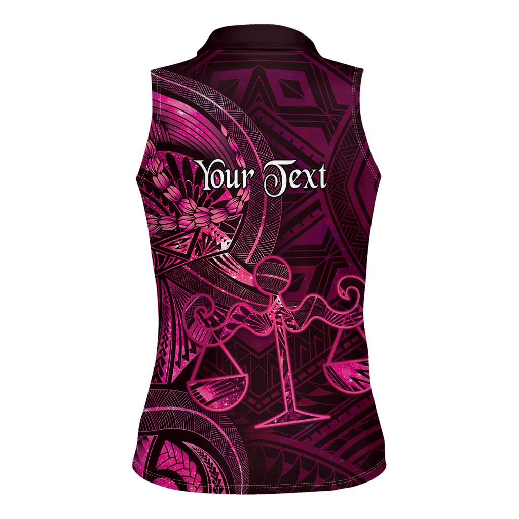 Personalised Polynesia Zodiac Libra Women Sleeveless Polo Shirt Galaxy Polynesian Pattern Chest Tattoo Style LT14 - Polynesian Pride