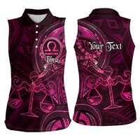 Personalised Polynesia Zodiac Libra Women Sleeveless Polo Shirt Galaxy Polynesian Pattern Chest Tattoo Style LT14 - Polynesian Pride