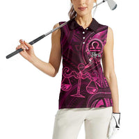 Personalised Polynesia Zodiac Libra Women Sleeveless Polo Shirt Galaxy Polynesian Pattern Chest Tattoo Style LT14 - Polynesian Pride