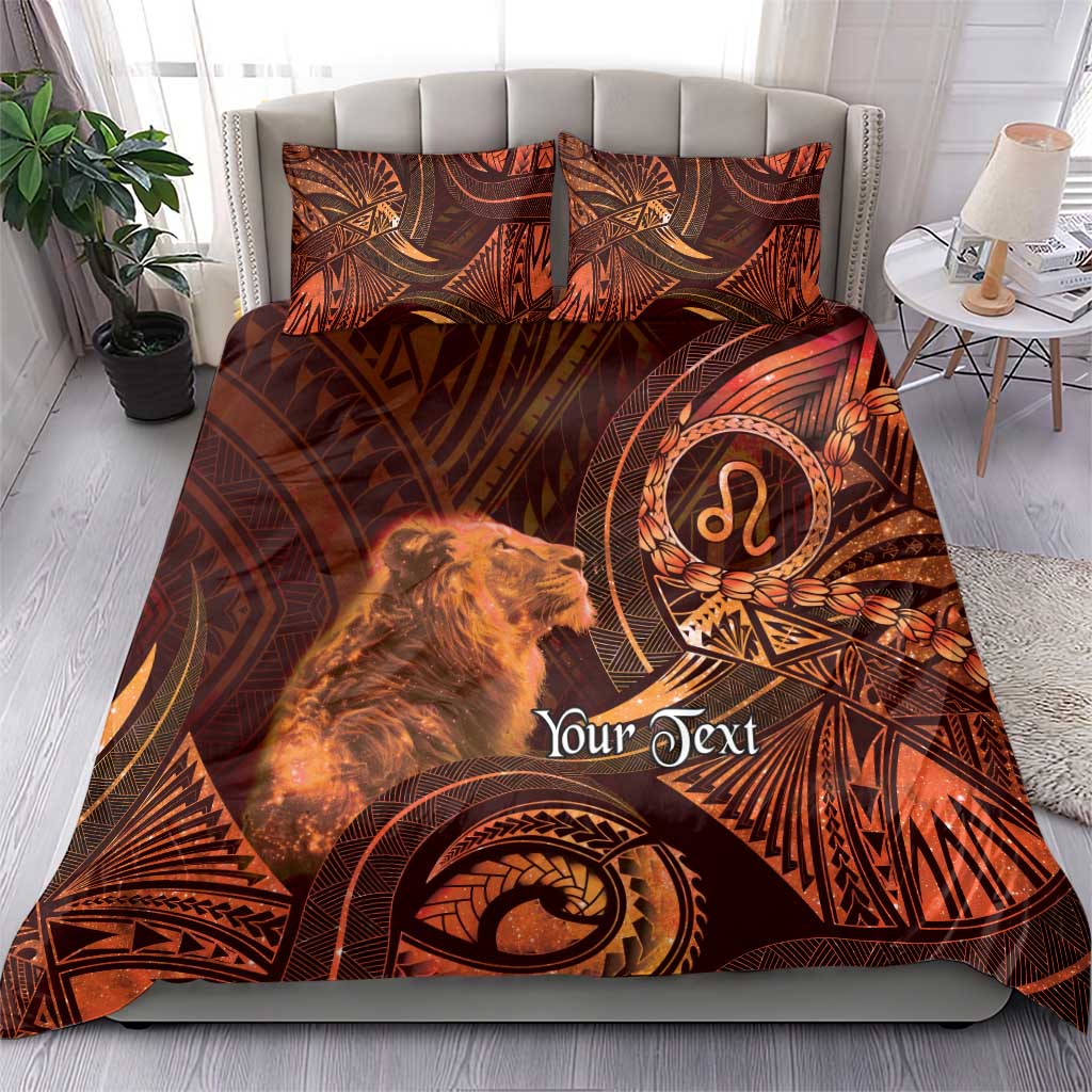 Personalised Polynesia Zodiac Leo Bedding Set Galaxy Polynesian Pattern Chest Tattoo Style LT14 - Polynesian Pride
