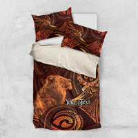 Personalised Polynesia Zodiac Leo Bedding Set Galaxy Polynesian Pattern Chest Tattoo Style LT14 US Twin 172cm x 218cm Orange - Polynesian Pride