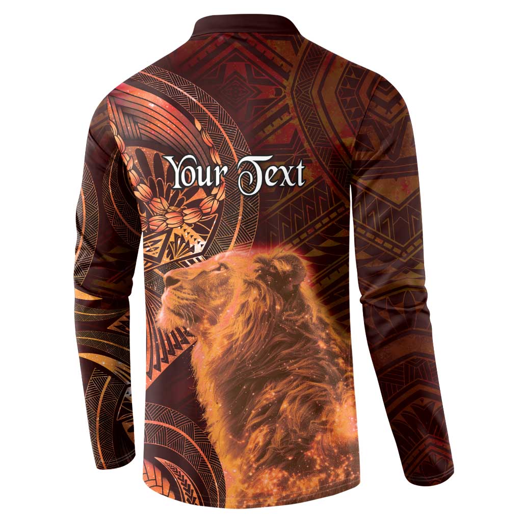 Personalised Polynesia Zodiac Leo Button Sweatshirt Galaxy Polynesian Pattern Chest Tattoo Style