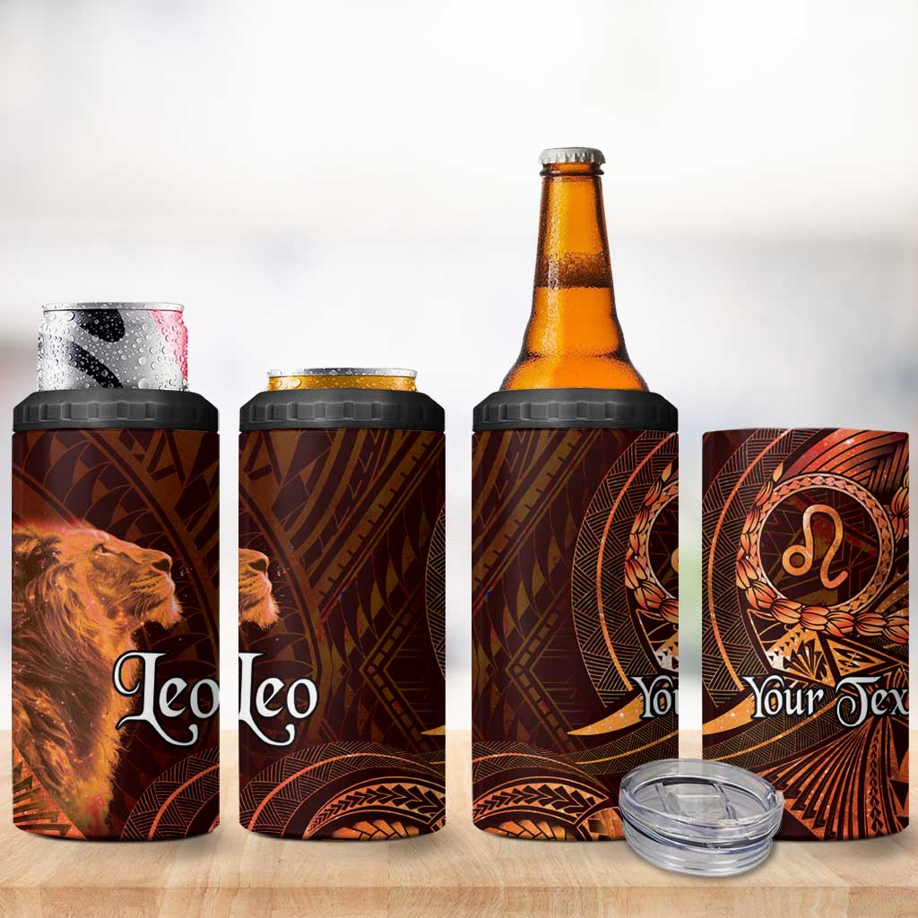 Personalised Polynesia Zodiac Leo 4 in 1 Can Cooler Tumbler Galaxy Polynesian Pattern Chest Tattoo Style
