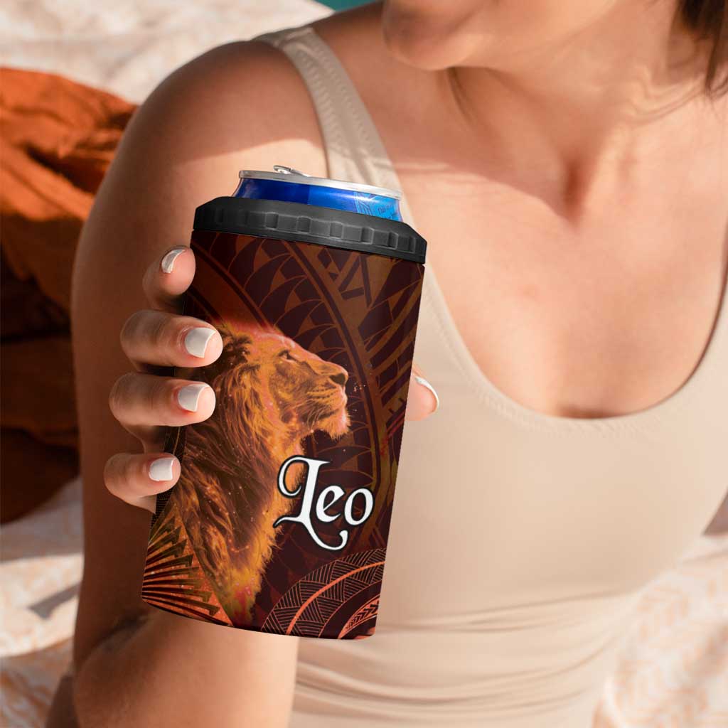 Personalised Polynesia Zodiac Leo 4 in 1 Can Cooler Tumbler Galaxy Polynesian Pattern Chest Tattoo Style