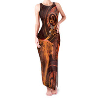 Personalised Polynesia Zodiac Leo Family Matching Tank Maxi Dress and Hawaiian Shirt Galaxy Polynesian Pattern Chest Tattoo Style LT14 Mom's Dress Orange - Polynesian Pride