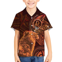 Personalised Polynesia Zodiac Leo Family Matching Tank Maxi Dress and Hawaiian Shirt Galaxy Polynesian Pattern Chest Tattoo Style LT14 Son's Shirt Orange - Polynesian Pride