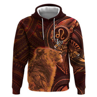 Personalised Polynesia Zodiac Leo Hoodie Galaxy Polynesian Pattern Chest Tattoo Style LT14 Pullover Hoodie Orange - Polynesian Pride