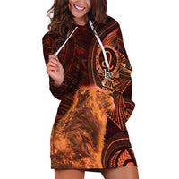 Personalised Polynesia Zodiac Leo Hoodie Dress Galaxy Polynesian Pattern Chest Tattoo Style