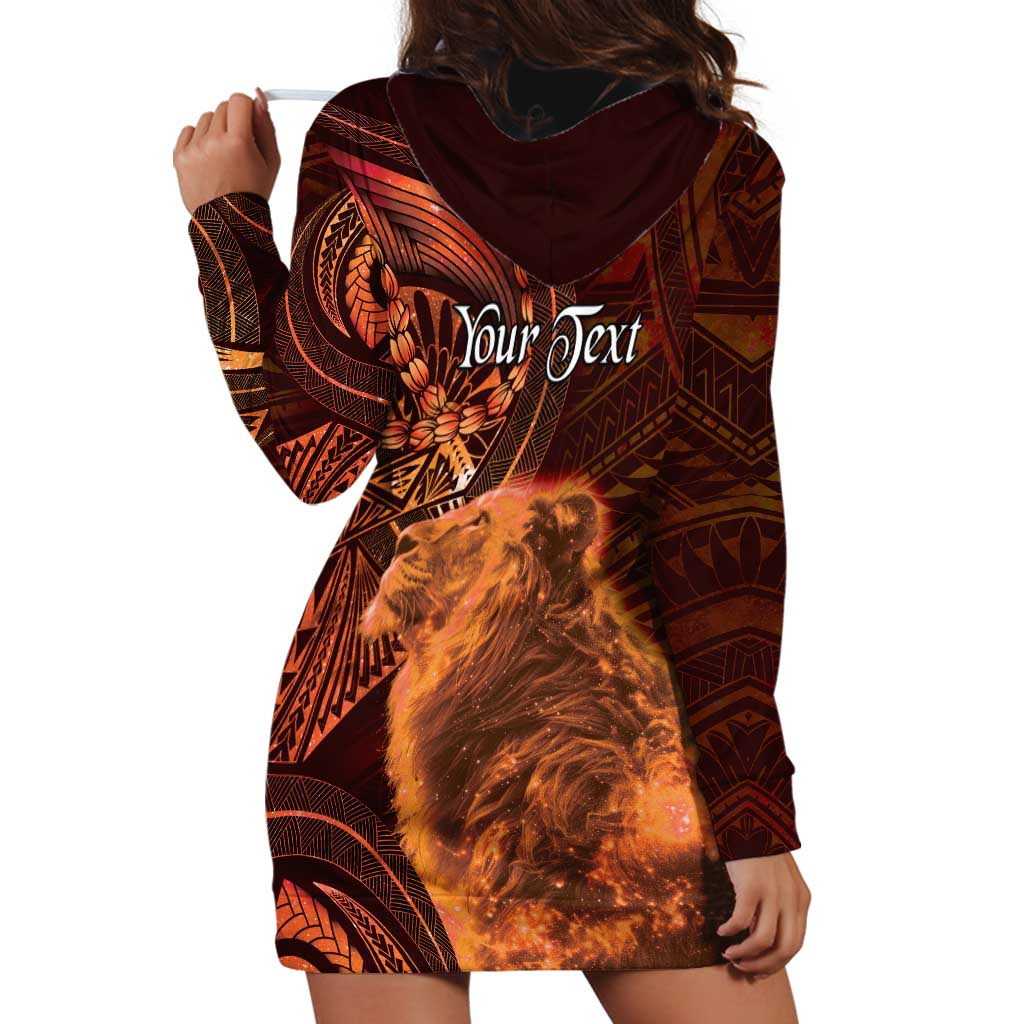 Personalised Polynesia Zodiac Leo Hoodie Dress Galaxy Polynesian Pattern Chest Tattoo Style