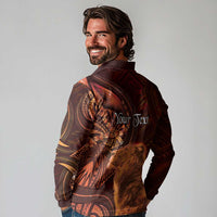 Personalised Polynesia Zodiac Leo Long Sleeve Polo Shirt Galaxy Polynesian Pattern Chest Tattoo Style LT14 - Polynesian Pride