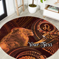 Personalised Polynesia Zodiac Leo Round Carpet Galaxy Polynesian Pattern Chest Tattoo Style