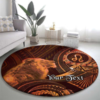 Personalised Polynesia Zodiac Leo Round Carpet Galaxy Polynesian Pattern Chest Tattoo Style