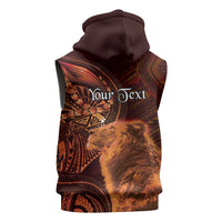 Personalised Polynesia Zodiac Leo Sleeveless Hoodie Galaxy Polynesian Pattern Chest Tattoo Style