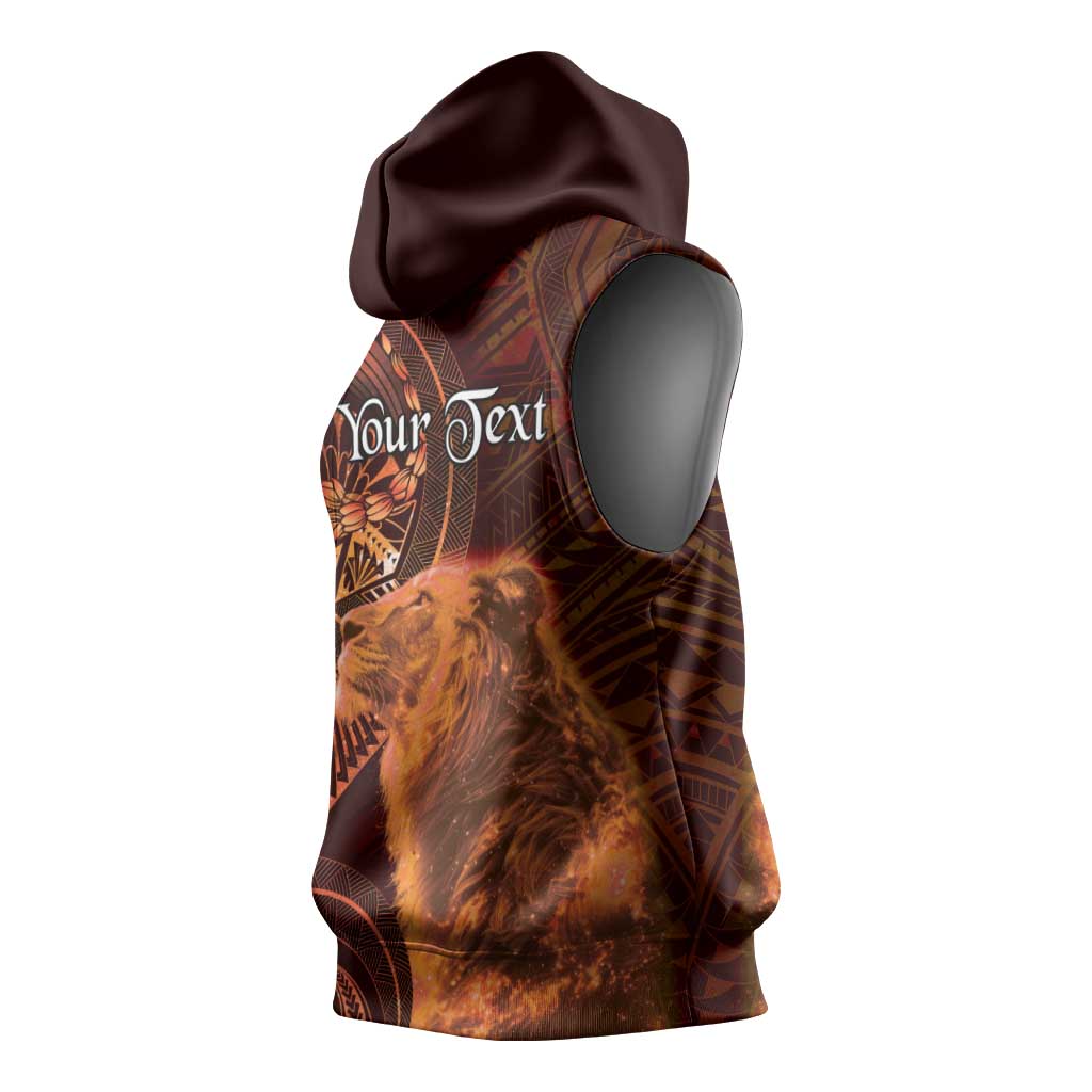 Personalised Polynesia Zodiac Leo Sleeveless Hoodie Galaxy Polynesian Pattern Chest Tattoo Style