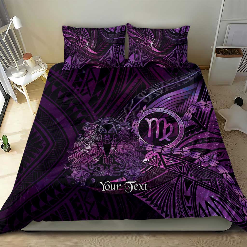 Personalised Polynesia Zodiac Virgo Bedding Set Galaxy Polynesian Pattern Chest Tattoo Style