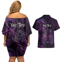 Personalised Polynesia Zodiac Virgo Couples Matching Off Shoulder Short Dress and Hawaiian Shirt Galaxy Polynesian Pattern Chest Tattoo Style LT14 - Polynesian Pride
