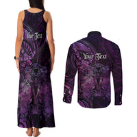 Personalised Polynesia Zodiac Virgo Couples Matching Tank Maxi Dress and Long Sleeve Button Shirt Galaxy Polynesian Pattern Chest Tattoo Style