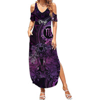 Personalised Polynesia Zodiac Virgo Family Matching Summer Maxi Dress and Hawaiian Shirt Galaxy Polynesian Pattern Chest Tattoo Style
