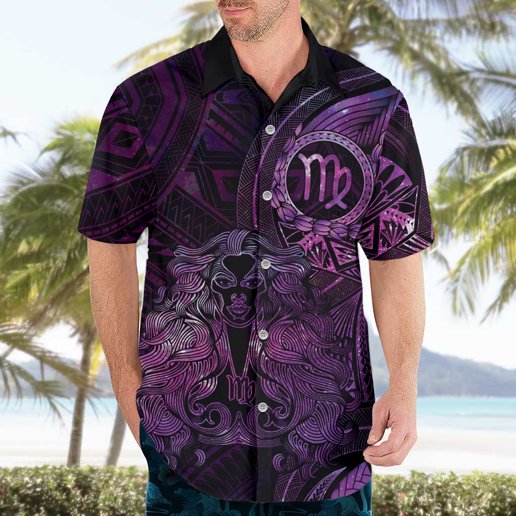 Personalised Polynesia Zodiac Virgo Hawaiian Shirt Galaxy Polynesian Pattern Chest Tattoo Style