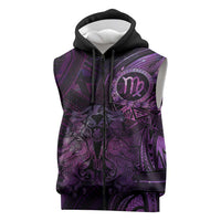 Personalised Polynesia Zodiac Virgo Sleeveless Zip Hoodie Galaxy Polynesian Pattern Chest Tattoo Style LT14 Purple - Polynesian Pride