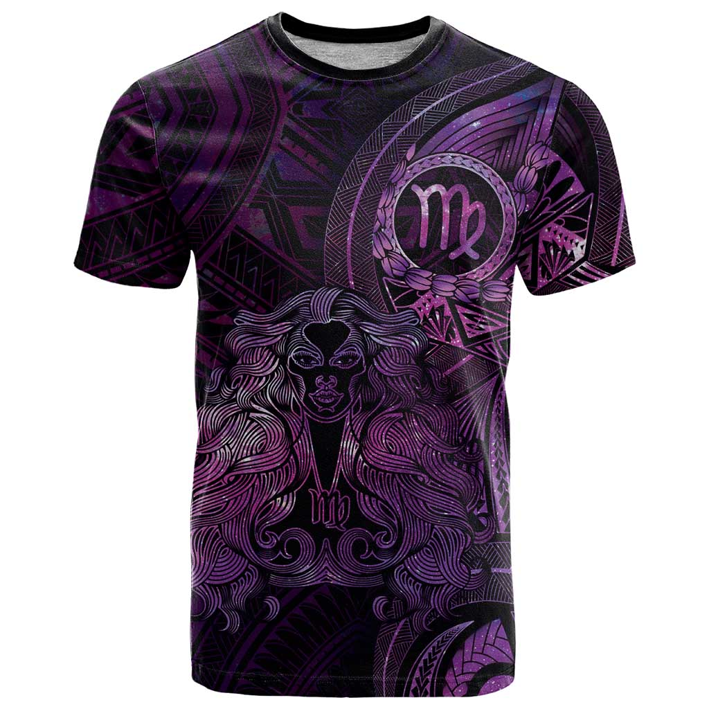 Personalised Polynesia Zodiac Virgo T Shirt Galaxy Polynesian Pattern Chest Tattoo Style