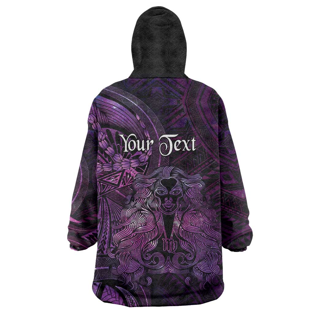 Personalised Polynesia Zodiac Virgo Wearable Blanket Hoodie Galaxy Polynesian Pattern Chest Tattoo Style