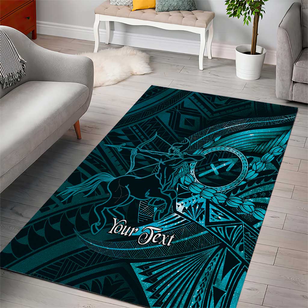Personalised Polynesia Zodiac Sagittarius Area Rug Galaxy Polynesian Pattern Chest Tattoo Style LT14 - Polynesian Pride