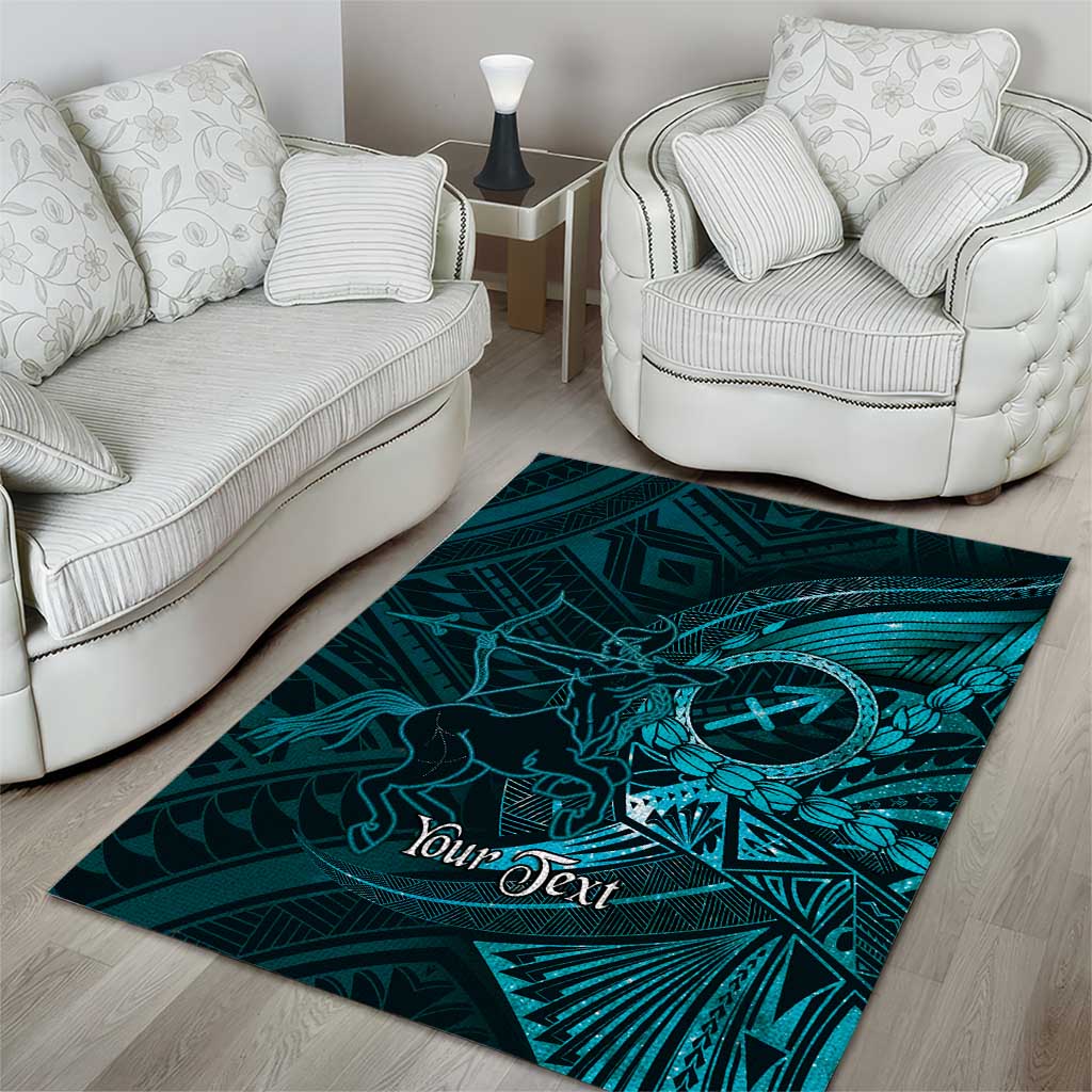 Personalised Polynesia Zodiac Sagittarius Area Rug Galaxy Polynesian Pattern Chest Tattoo Style LT14 - Polynesian Pride