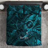 Personalised Polynesia Zodiac Sagittarius Bedding Set Galaxy Polynesian Pattern Chest Tattoo Style
