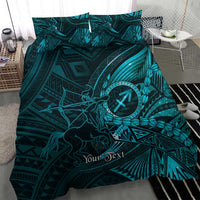 Personalised Polynesia Zodiac Sagittarius Bedding Set Galaxy Polynesian Pattern Chest Tattoo Style