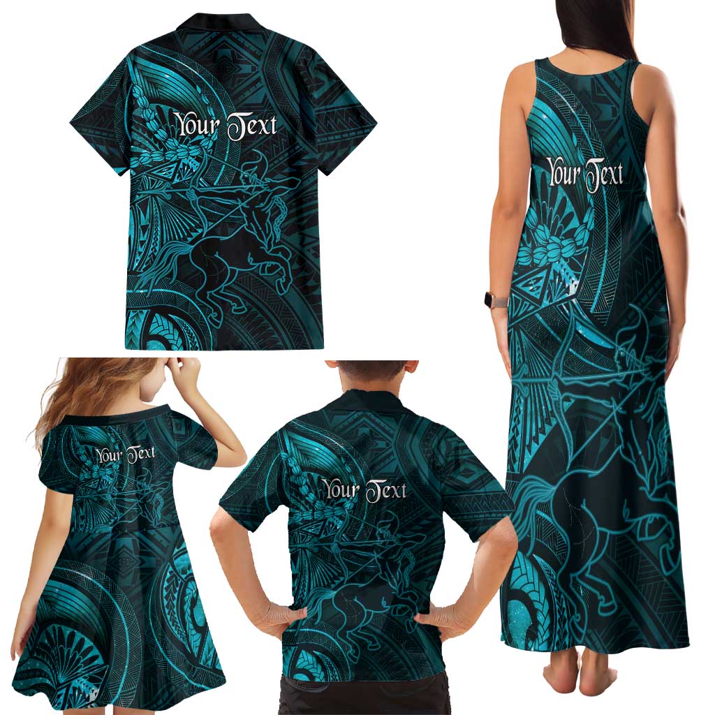Personalised Polynesia Zodiac Sagittarius Family Matching Tank Maxi Dress and Hawaiian Shirt Galaxy Polynesian Pattern Chest Tattoo Style LT14 - Polynesian Pride