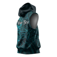 Personalised Polynesia Zodiac Sagittarius Sleeveless Hoodie Galaxy Polynesian Pattern Chest Tattoo Style