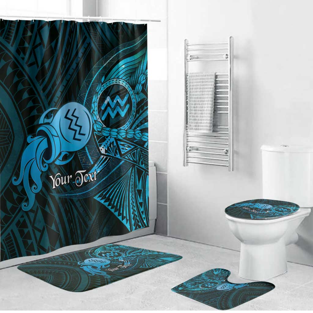 Personalised Polynesia Zodiac Aquarius Bathroom Set Galaxy Polynesian Pattern Chest Tattoo Style