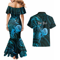 Personalised Polynesia Zodiac Aquarius Couples Matching Mermaid Dress and Hawaiian Shirt Galaxy Polynesian Pattern Chest Tattoo Style LT14 - Polynesian Pride