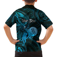 Personalised Polynesia Zodiac Aquarius Family Matching Off Shoulder Short Dress and Hawaiian Shirt Galaxy Polynesian Pattern Chest Tattoo Style LT14 - Polynesian Pride