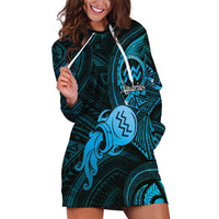 Personalised Polynesia Zodiac Aquarius Hoodie Dress Galaxy Polynesian Pattern Chest Tattoo Style