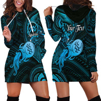 Personalised Polynesia Zodiac Aquarius Hoodie Dress Galaxy Polynesian Pattern Chest Tattoo Style