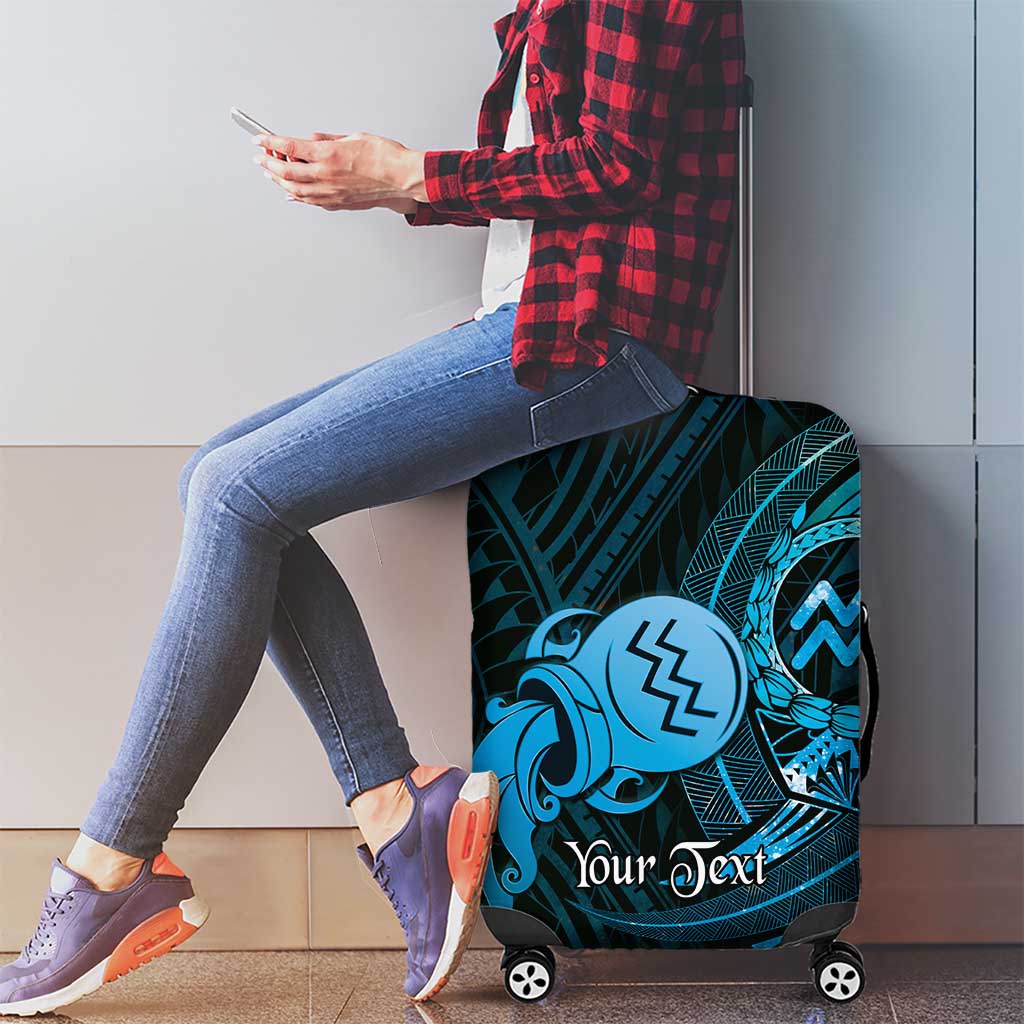Personalised Polynesia Zodiac Aquarius Luggage Cover Galaxy Polynesian Pattern Chest Tattoo Style
