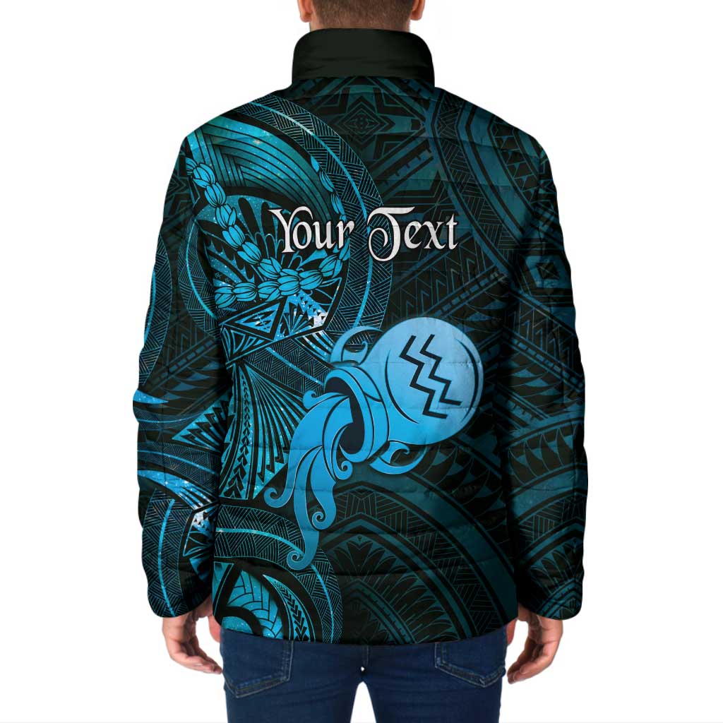 Personalised Polynesia Zodiac Aquarius Padded Jacket Galaxy Polynesian Pattern Chest Tattoo Style LT14 - Polynesian Pride