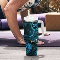 Personalised Polynesia Zodiac Aquarius Tumbler With Handle Galaxy Polynesian Pattern Chest Tattoo Style LT14 - Polynesian Pride