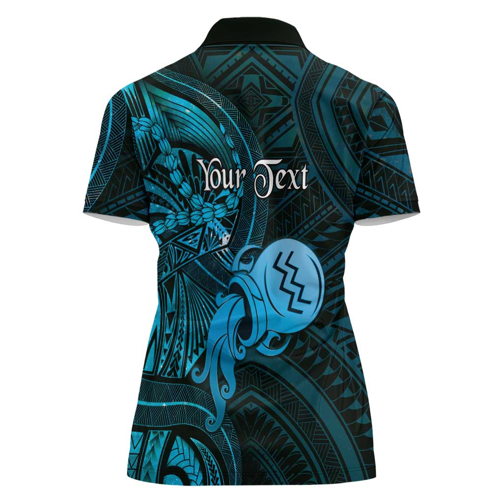 Personalised Polynesia Zodiac Aquarius Women Polo Shirt Galaxy Polynesian Pattern Chest Tattoo Style LT14 - Polynesian Pride