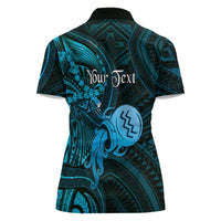 Personalised Polynesia Zodiac Aquarius Women Polo Shirt Galaxy Polynesian Pattern Chest Tattoo Style LT14 - Polynesian Pride