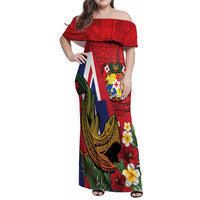 Hawaii And Tonga Family Matching Off Shoulder Maxi Dress and Hawaiian Shirt Shark Tattoo With Tongan Coat Of Arms